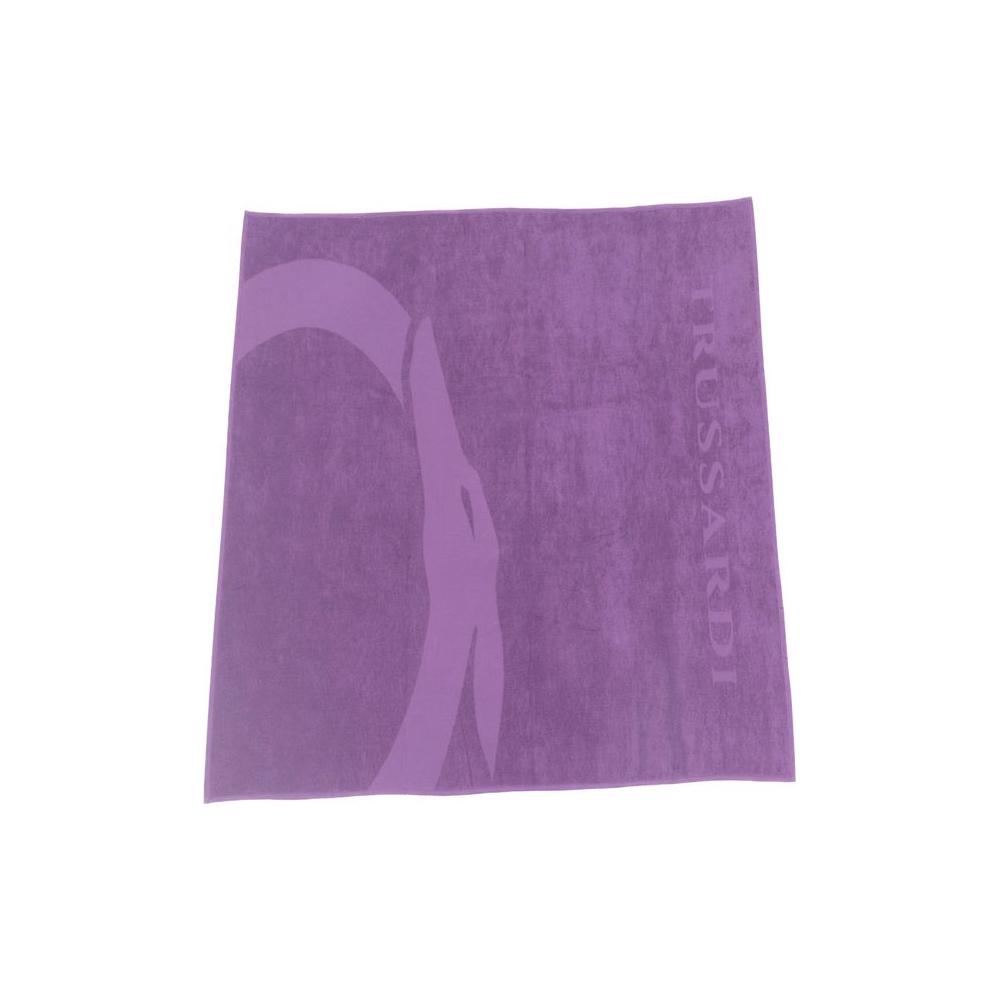 Trussardi Beachwear Purple Cotton Men Beach Towel Trussardi Beachwear