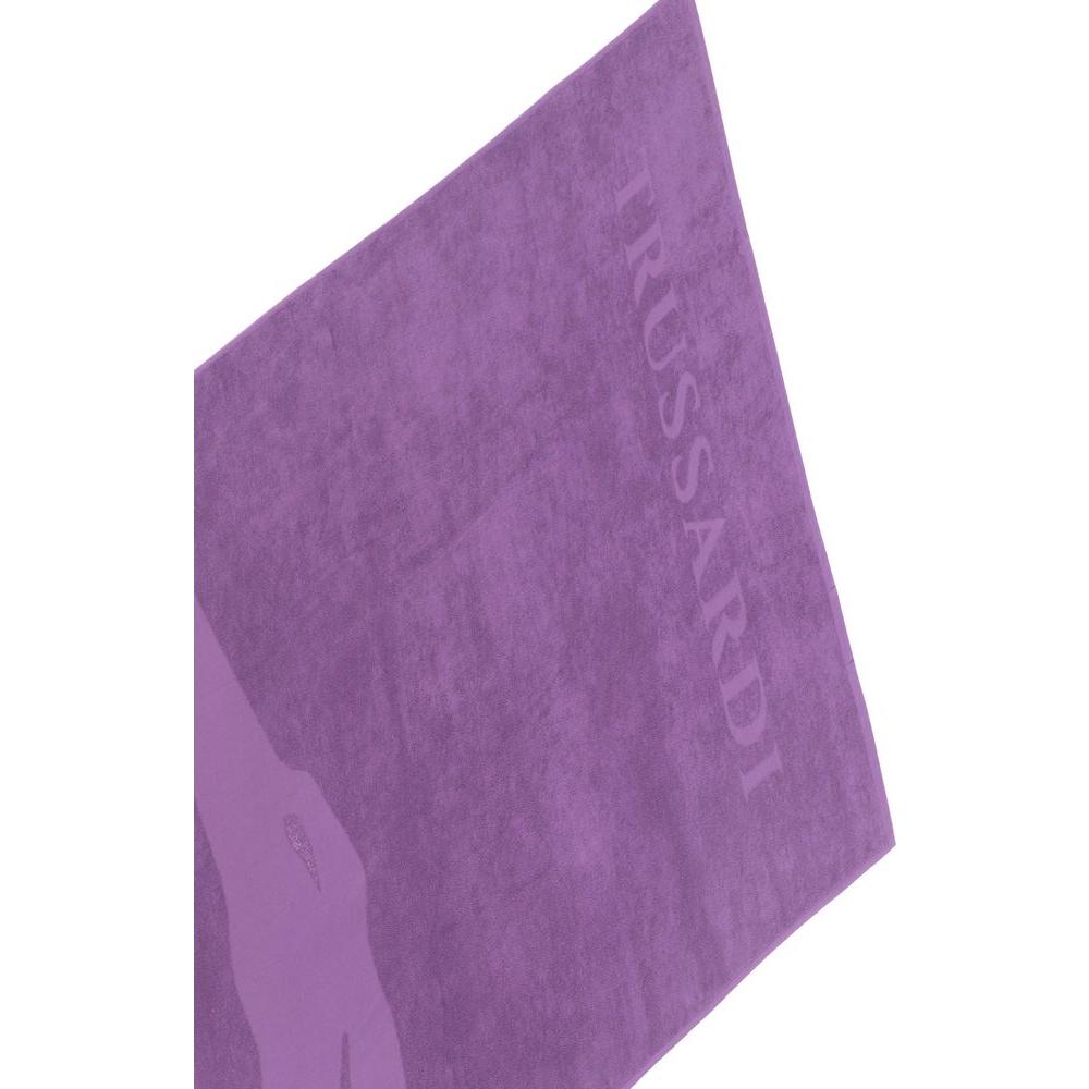 Trussardi Beachwear Purple Cotton Men Beach Towel Trussardi Beachwear