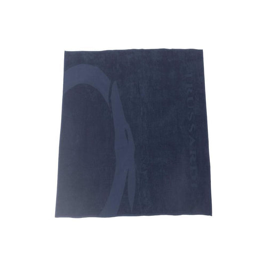 Trussardi Beachwear Blue Cotton Beach Towel