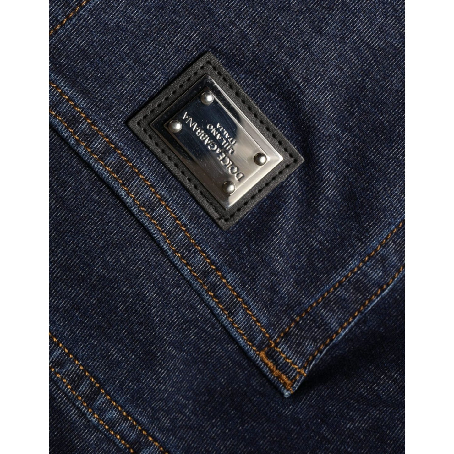 Dolce & Gabbana Dark Blue Cotton Stretch Straight Denim Jeans Dolce & Gabbana