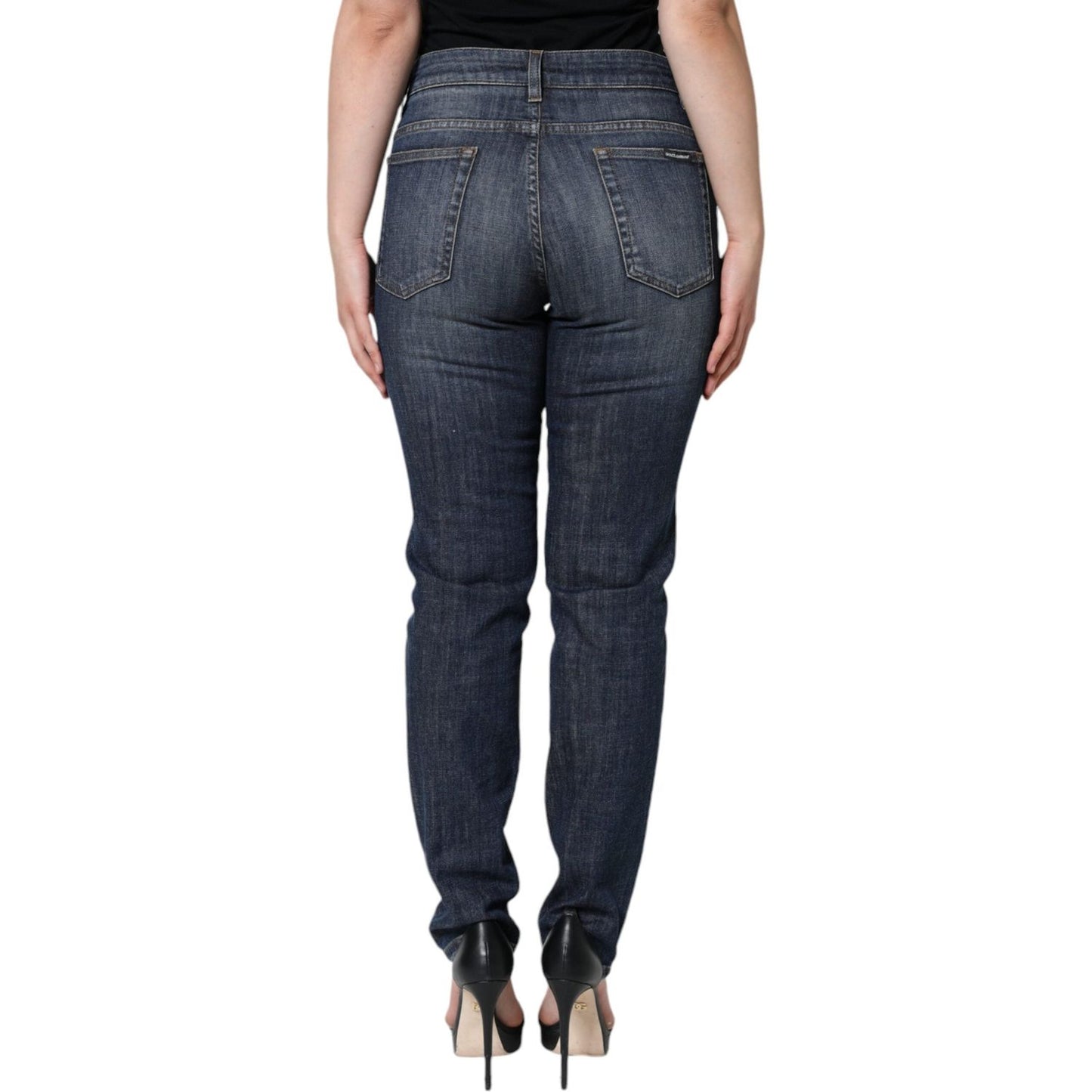 Dolce & Gabbana Dark Blue Cotton Stretch Skinny Denim Jeans Dolce & Gabbana