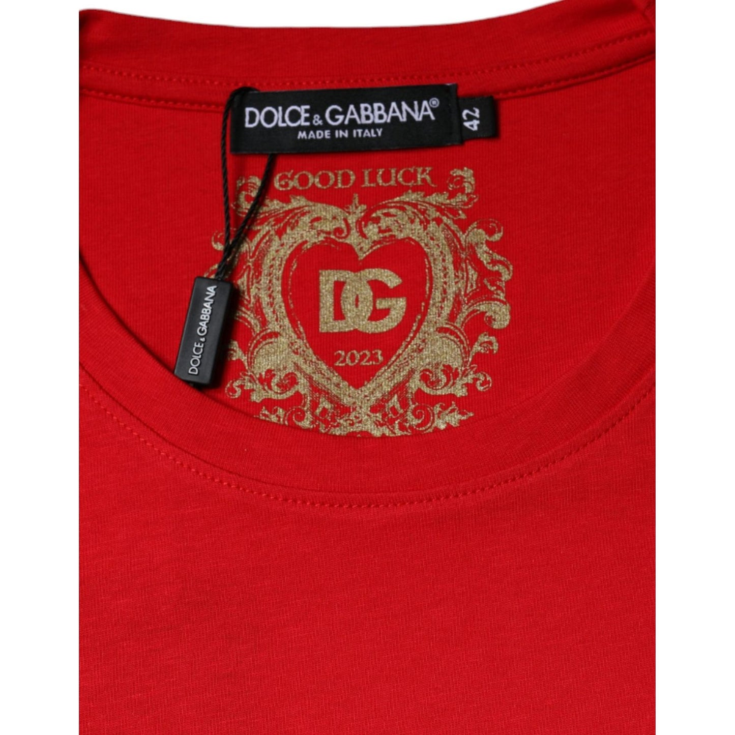 Dolce & Gabbana Red Cotton Crew Neck Short Sleeve Tee T-shirt Dolce & Gabbana