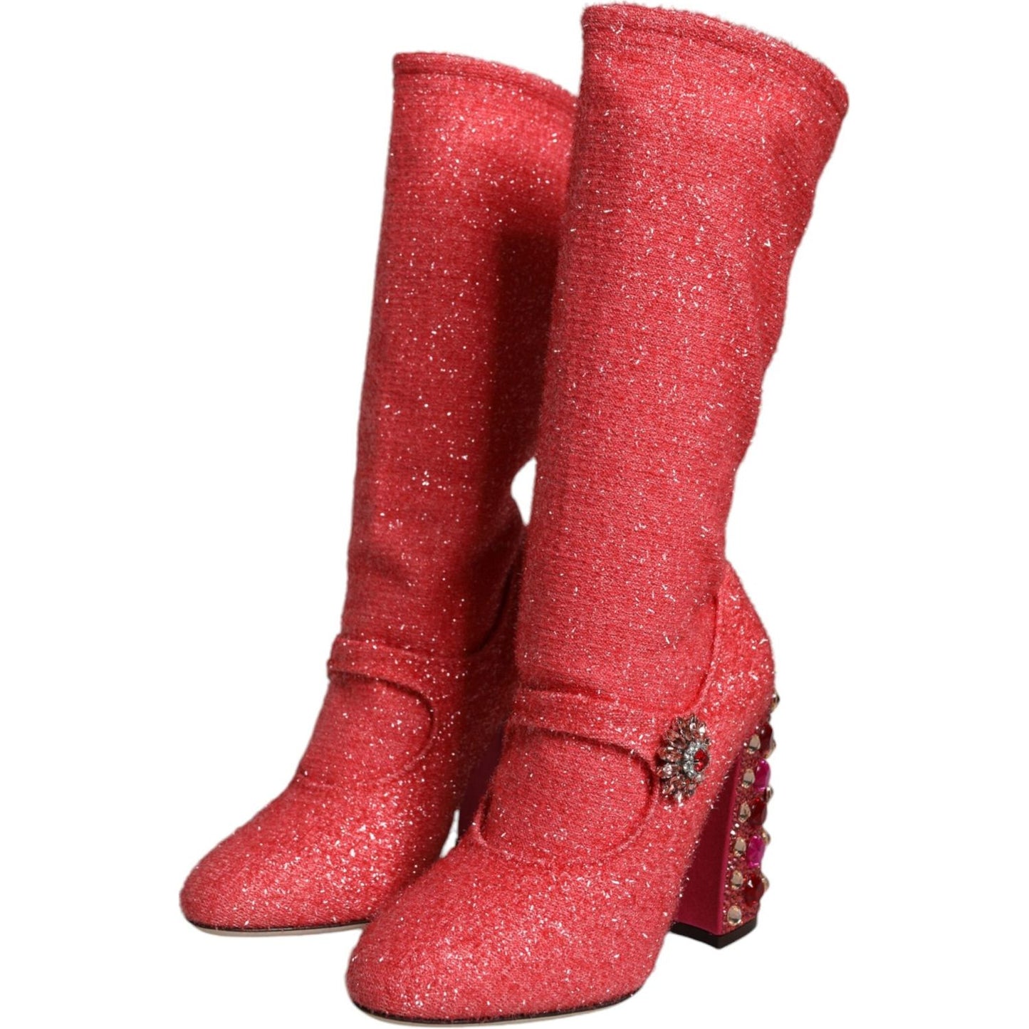 Dolce & Gabbana Pink Crystal Lurex Fantasy High Boots Shoes Dolce & Gabbana