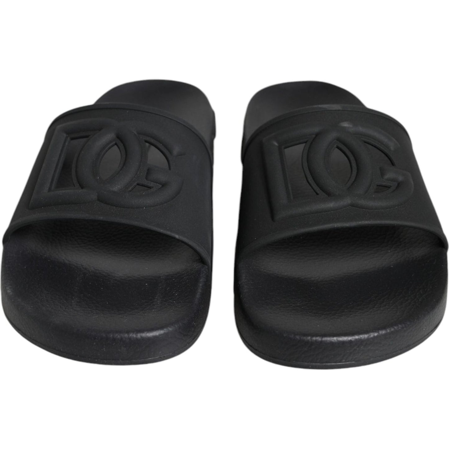 Dolce & Gabbana Black Rubber Slides Sandals Beachwear Shoes Dolce & Gabbana