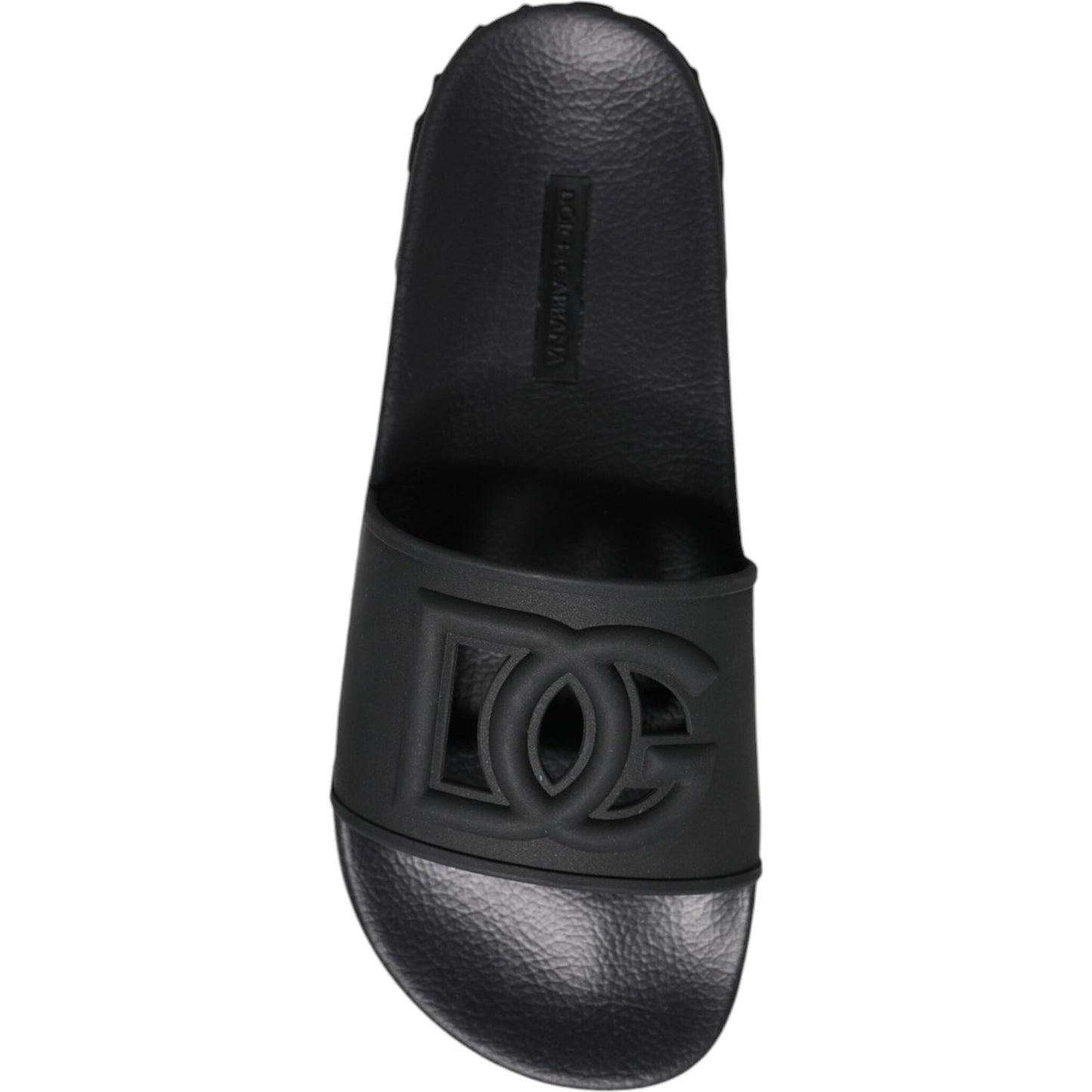 Dolce & Gabbana Black Rubber Slides Sandals Beachwear Shoes Dolce & Gabbana