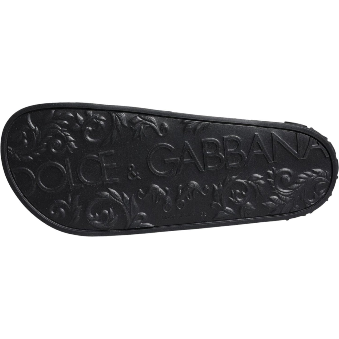 Dolce & Gabbana Black Rubber Slides Sandals Beachwear Shoes Dolce & Gabbana