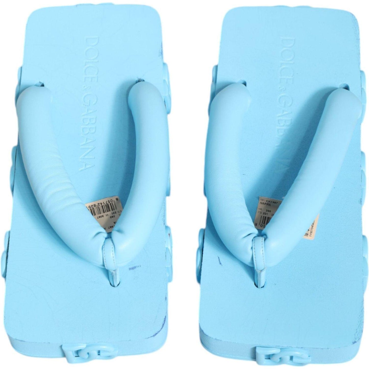 Dolce & Gabbana Light Blue Rubber Slides Flats Sandals Shoes Dolce & Gabbana