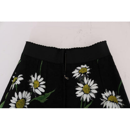 Dolce & Gabbana Black Embellished Daisy Brocade Skirt