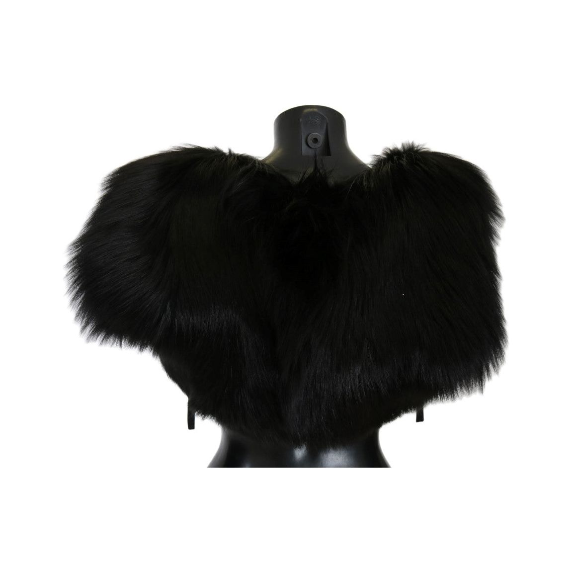 Dolce & Gabbana Elegant Black Silver Fox Fur Scarf Fur Scarves Dolce & Gabbana