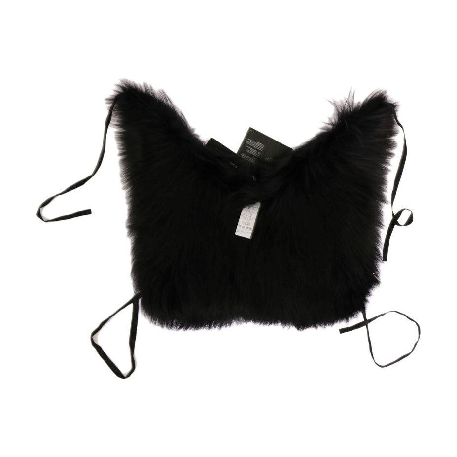 Dolce & Gabbana Black Silver Fox Fur Scarf