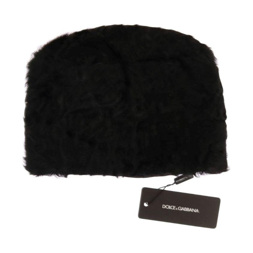 Dolce & Gabbana Elegant Black Xiangao Fur Beanie Hat Beanie Hat Dolce & Gabbana