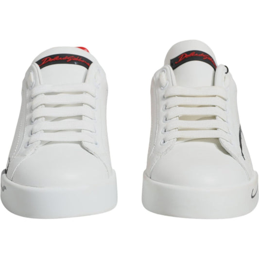 Dolce & Gabbana White Red Portofino Low Top Sneakers Shoes Dolce & Gabbana