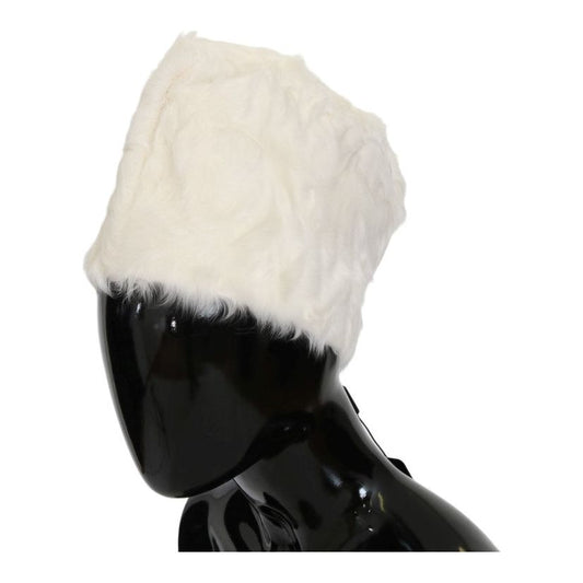 Dolce & Gabbana Elegant White Fur Beanie Luxury Winter Hat Beanie Hat Dolce & Gabbana