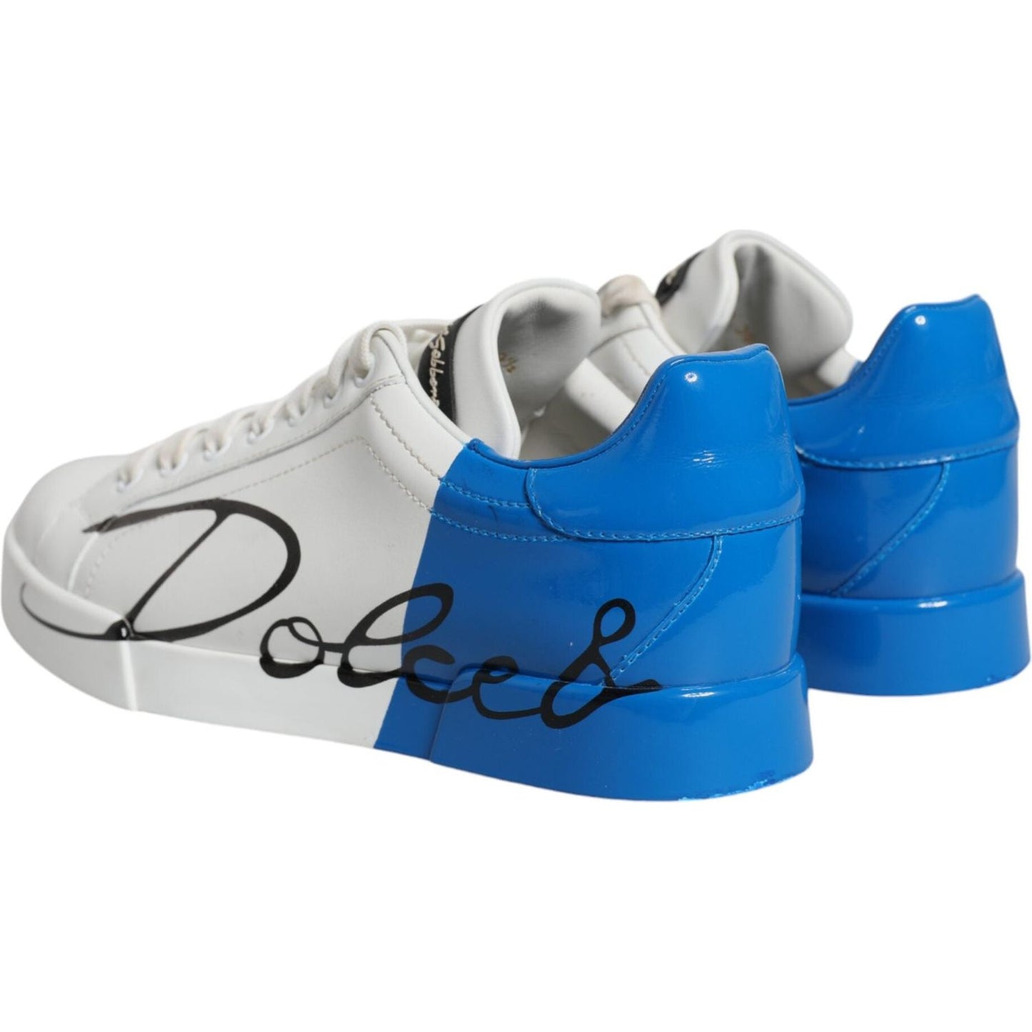 Dolce & Gabbana White Blue Portofino Low Top Sneakers Shoes Dolce & Gabbana