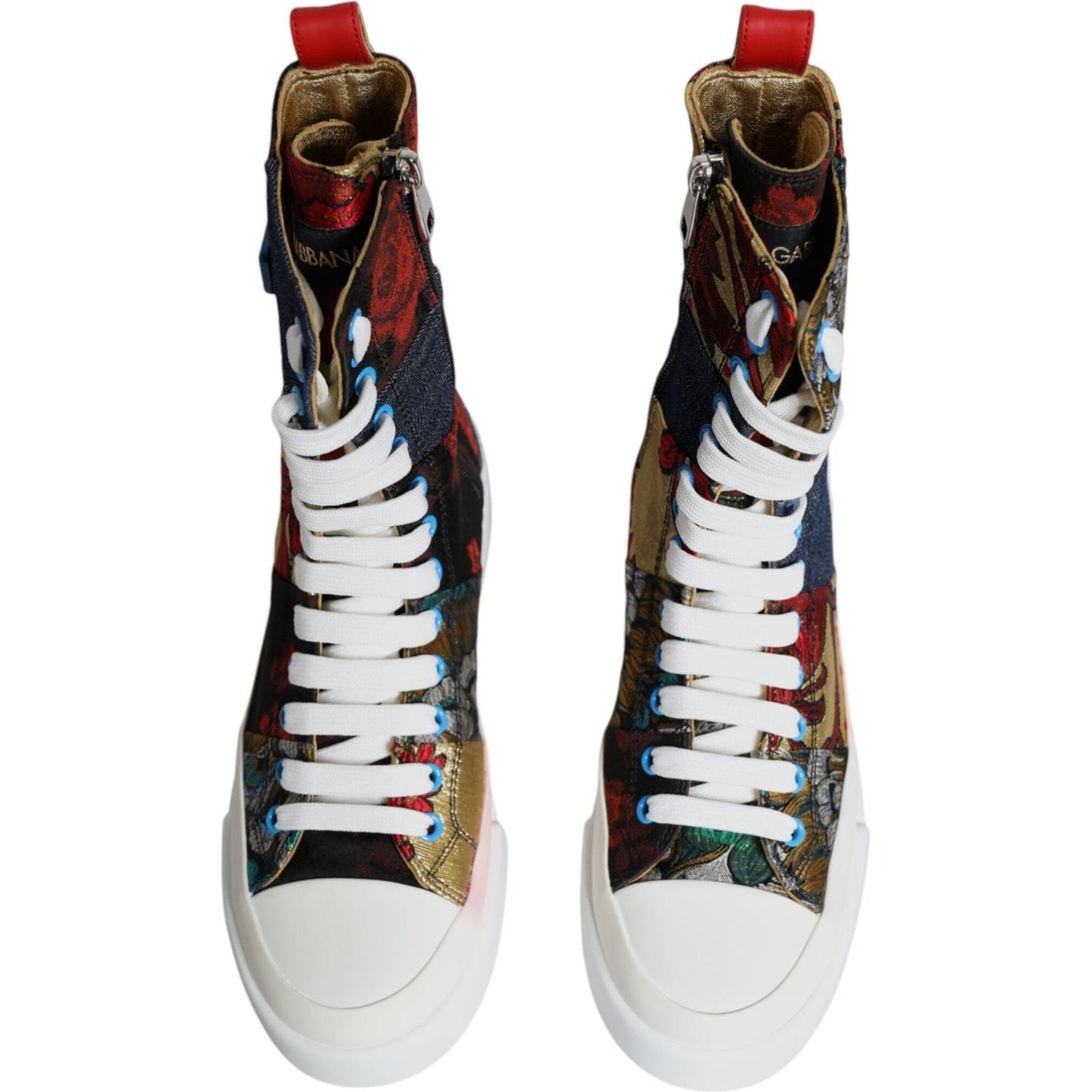 Dolce & Gabbana Multicolor Patchwork Logo High Top Sneakers Shoes Dolce & Gabbana