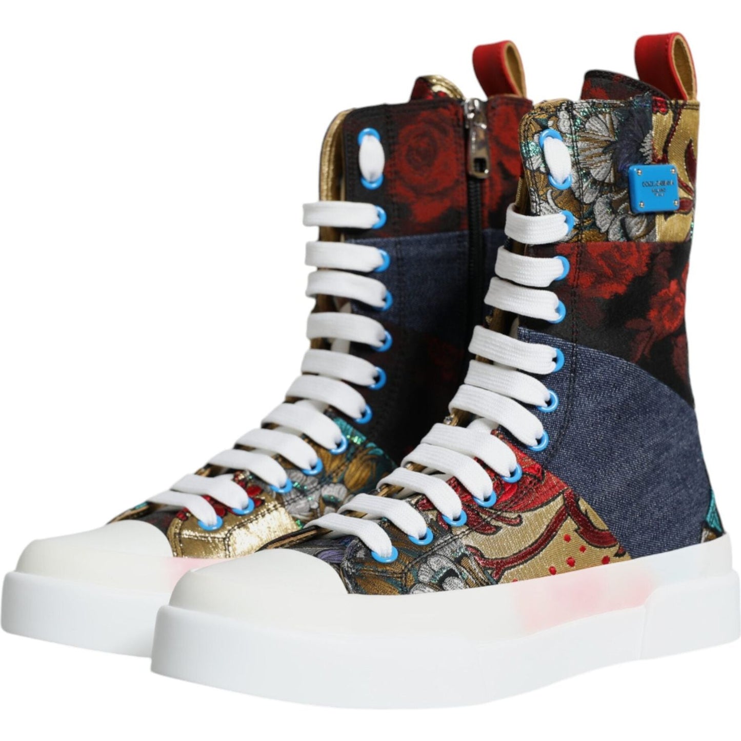 Dolce & Gabbana Multicolor Patchwork Logo High Top Sneakers Shoes Dolce & Gabbana