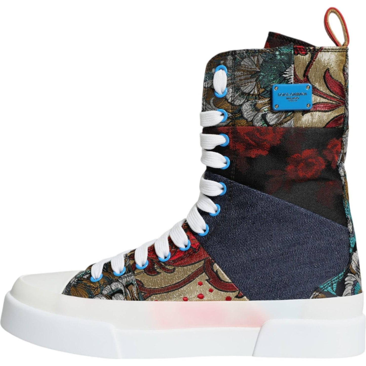 Dolce & Gabbana Multicolor Patchwork Logo High Top Sneakers Shoes Dolce & Gabbana