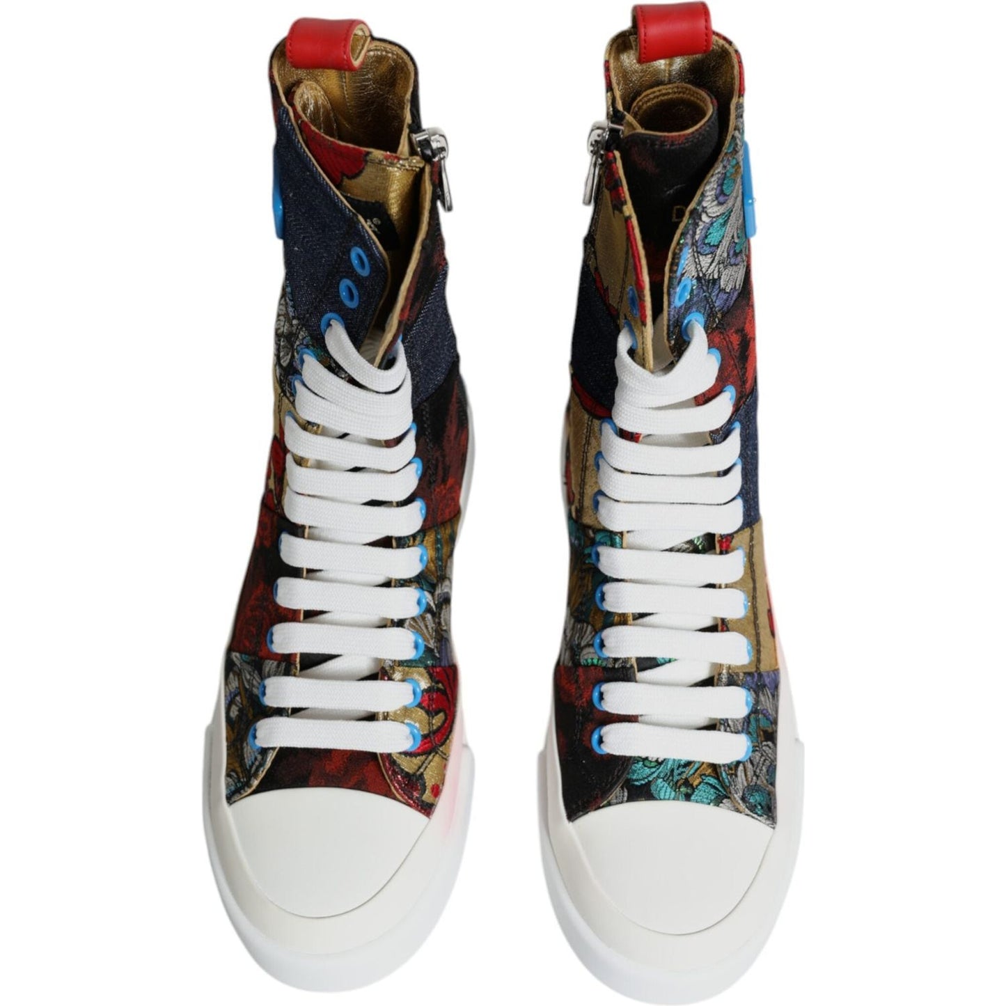 Dolce & Gabbana Multicolor Patchwork Logo High Top Sneakers Shoes Dolce & Gabbana