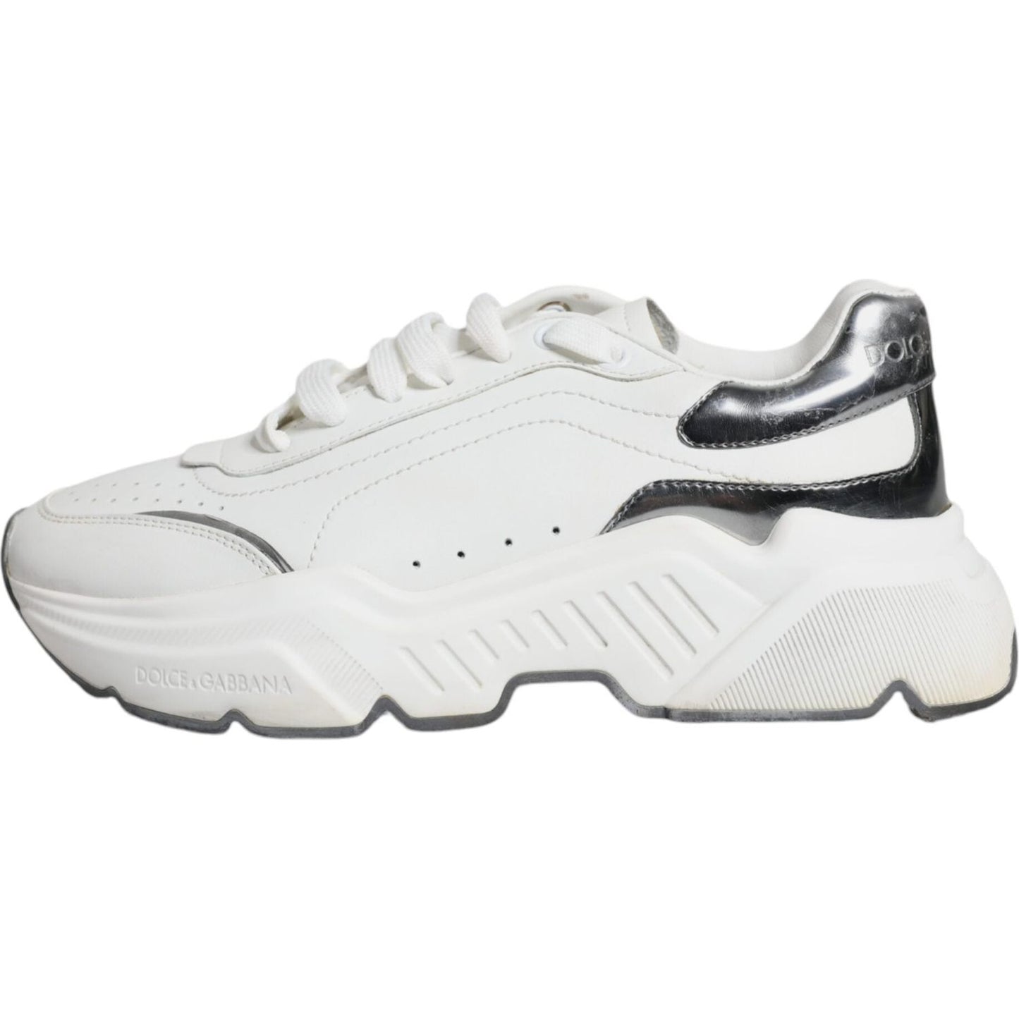 Dolce & Gabbana Silver White Daymaster Low Top Sneakers Shoes Dolce & Gabbana