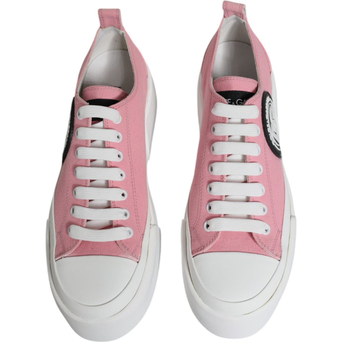 Dolce & Gabbana Pink White Canvas Logo Low Top Sneakers Shoes Dolce & Gabbana