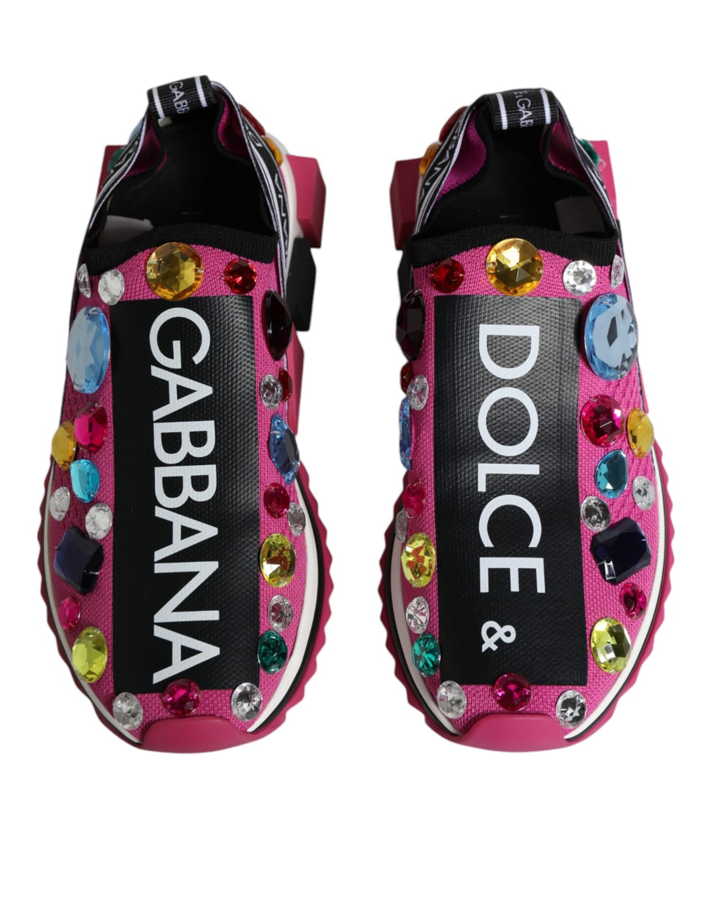 Dolce & Gabbana Pink Sorrento Crystals Low Top Sneakers Shoes Dolce & Gabbana