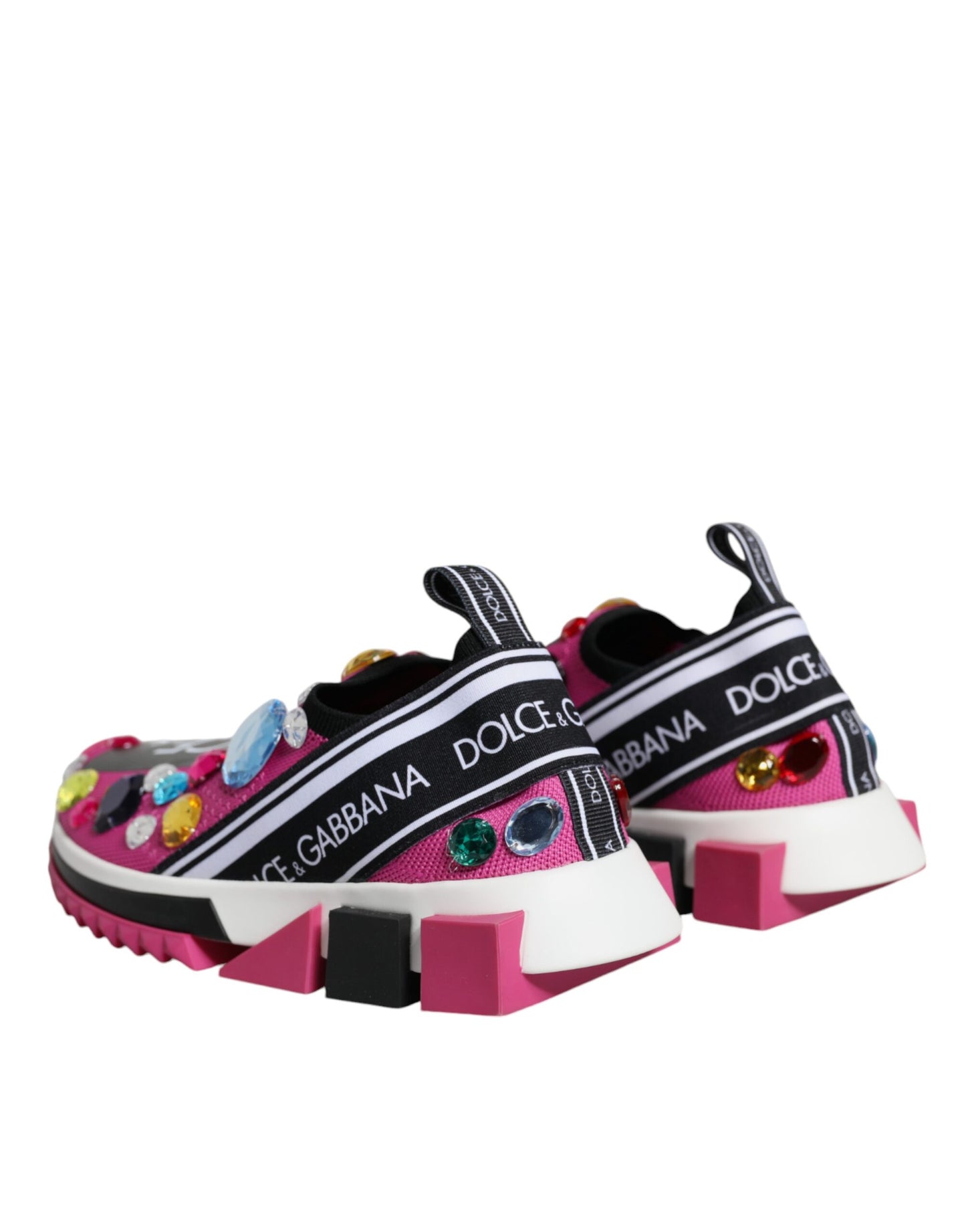 Dolce & Gabbana Pink Sorrento Crystals Low Top Sneakers Shoes Dolce & Gabbana