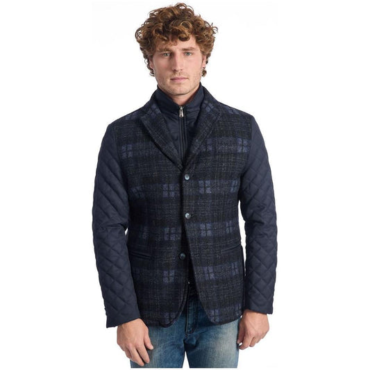 Roberto Pepe Luxury Blue Wool Men Jacket