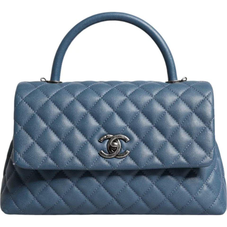 Chanel Dark Blue Flap Top Medium Coco Handle Bag Chanel