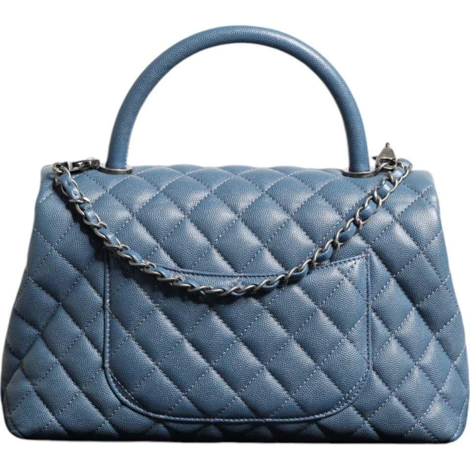 Chanel Dark Blue Flap Top Medium Coco Handle Bag Chanel