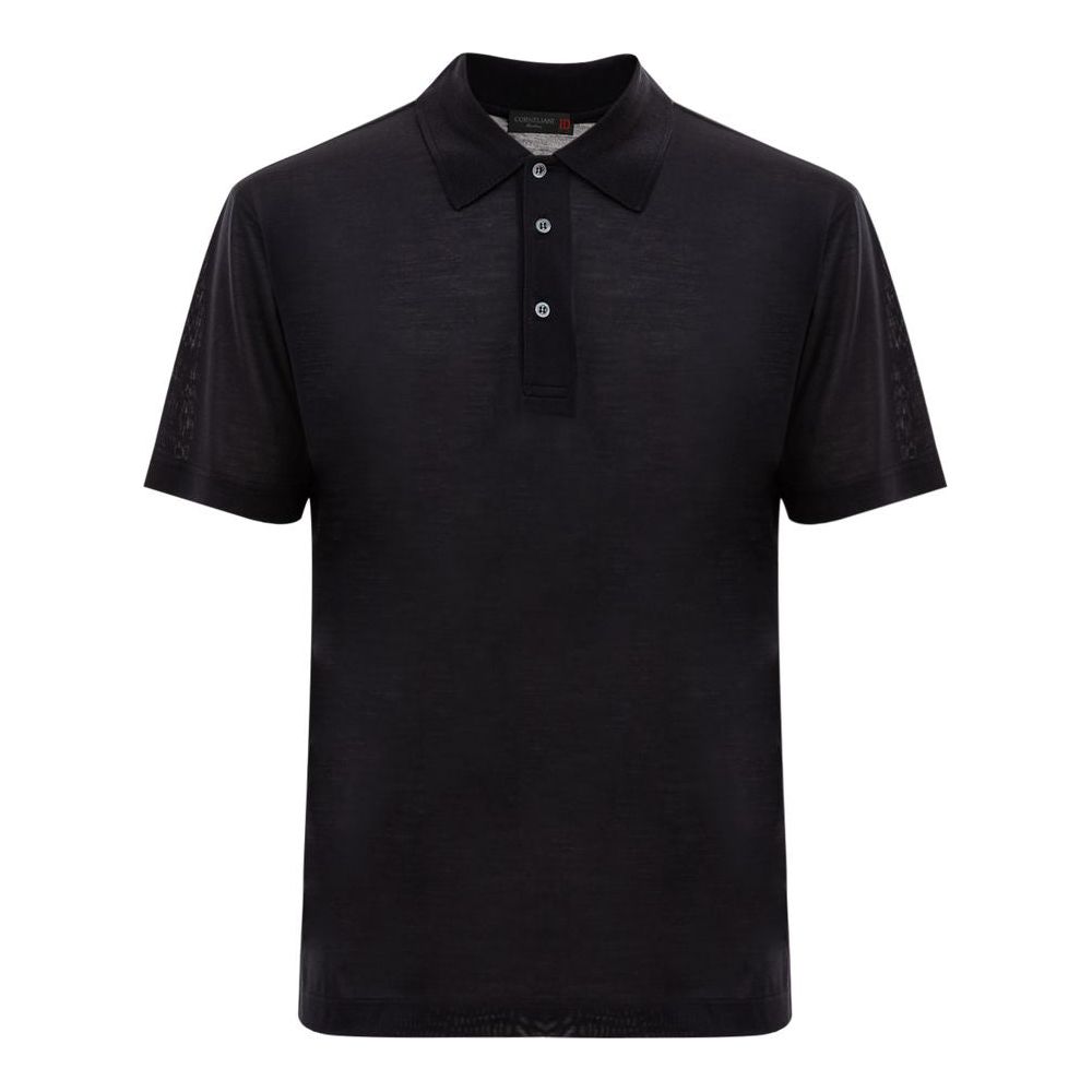 Corneliani Black Silk Polo Shirt Corneliani