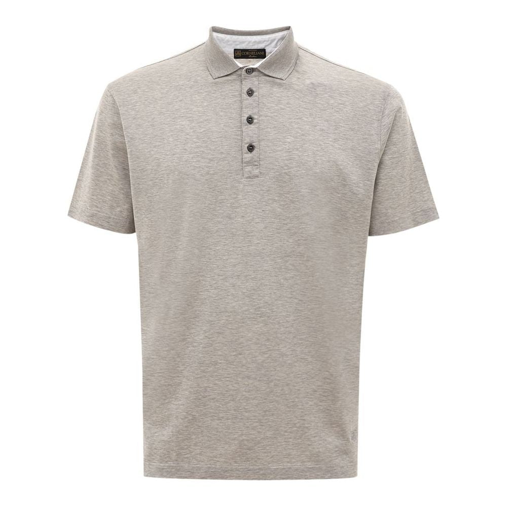 Corneliani Gray Cotton Polo Shirt Corneliani