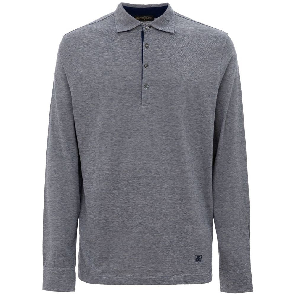 Corneliani Gray Cotton Polo Shirt Corneliani