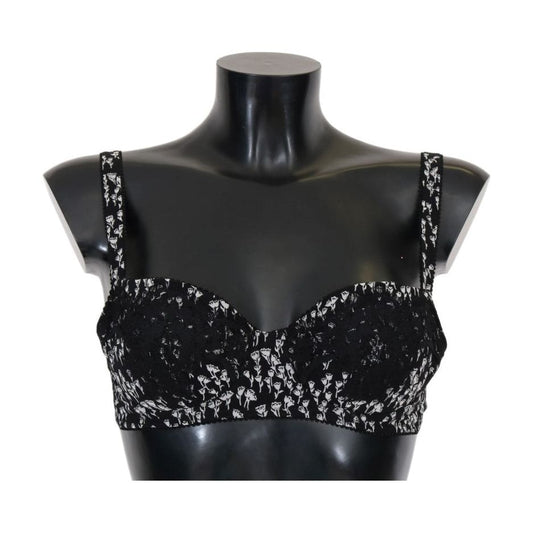 Dolce & Gabbana Elegant Black Floral Lace Silk Bra Dolce & Gabbana