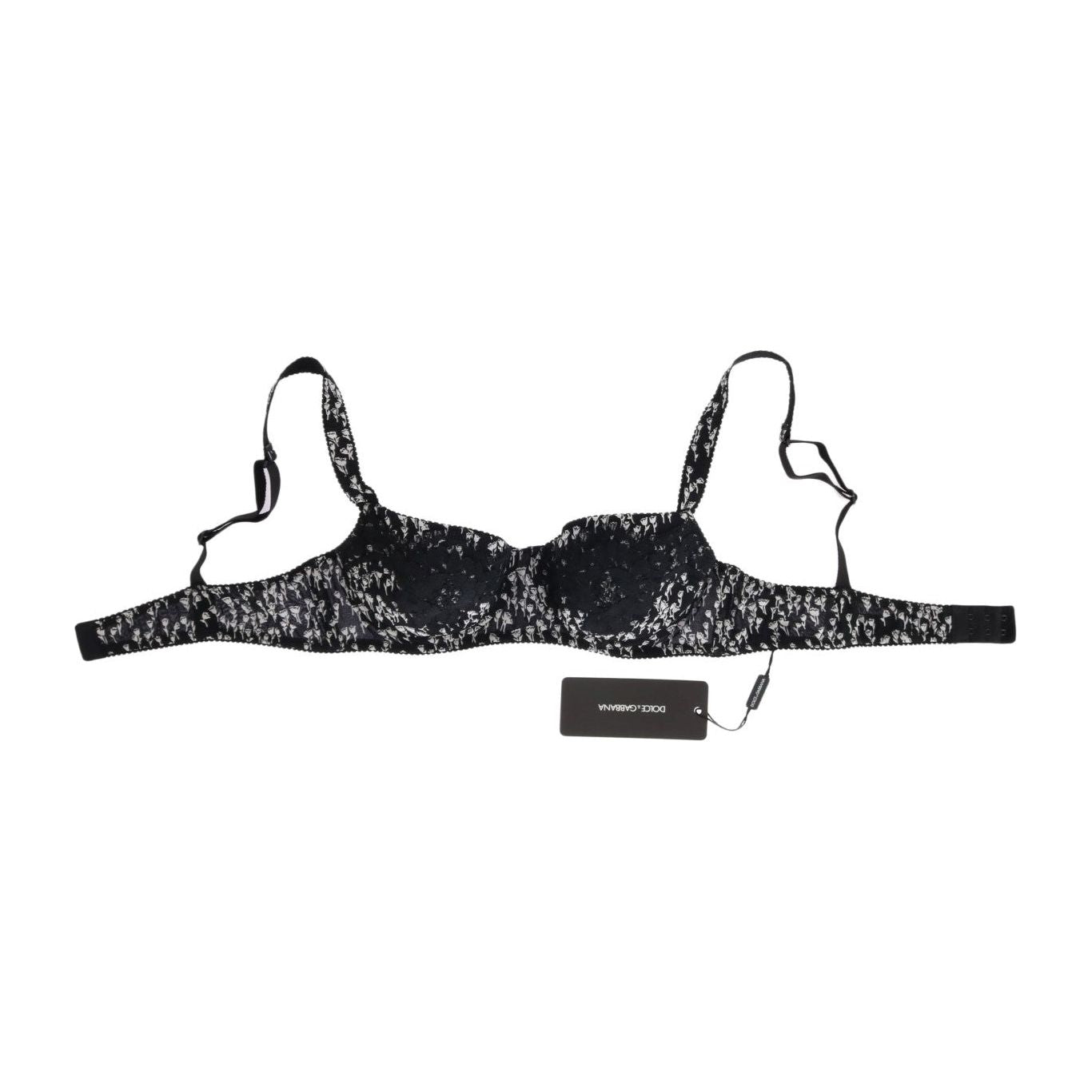 Dolce & Gabbana Black Silk White Lace Stretch Underwear Bra