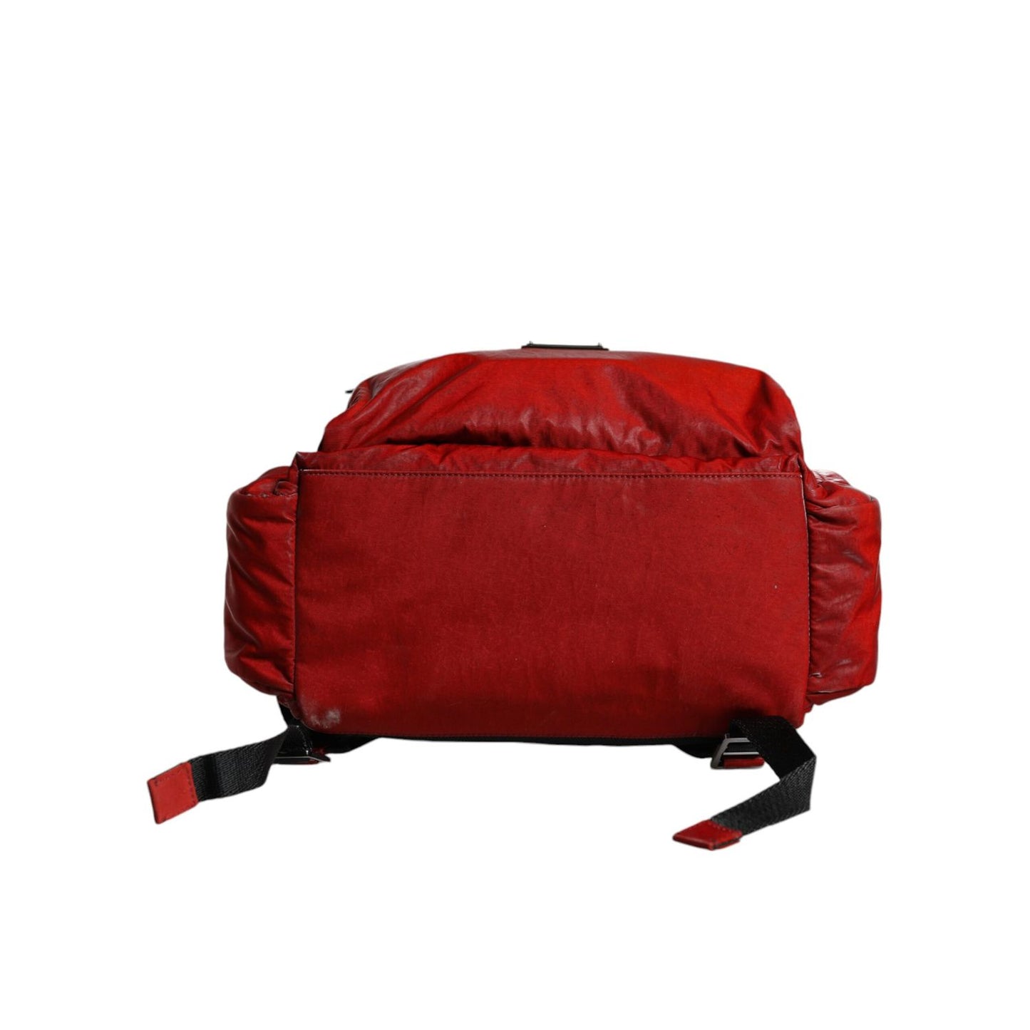 Dolce & Gabbana Red Patent Leather Logo Plaque Backpack Bag