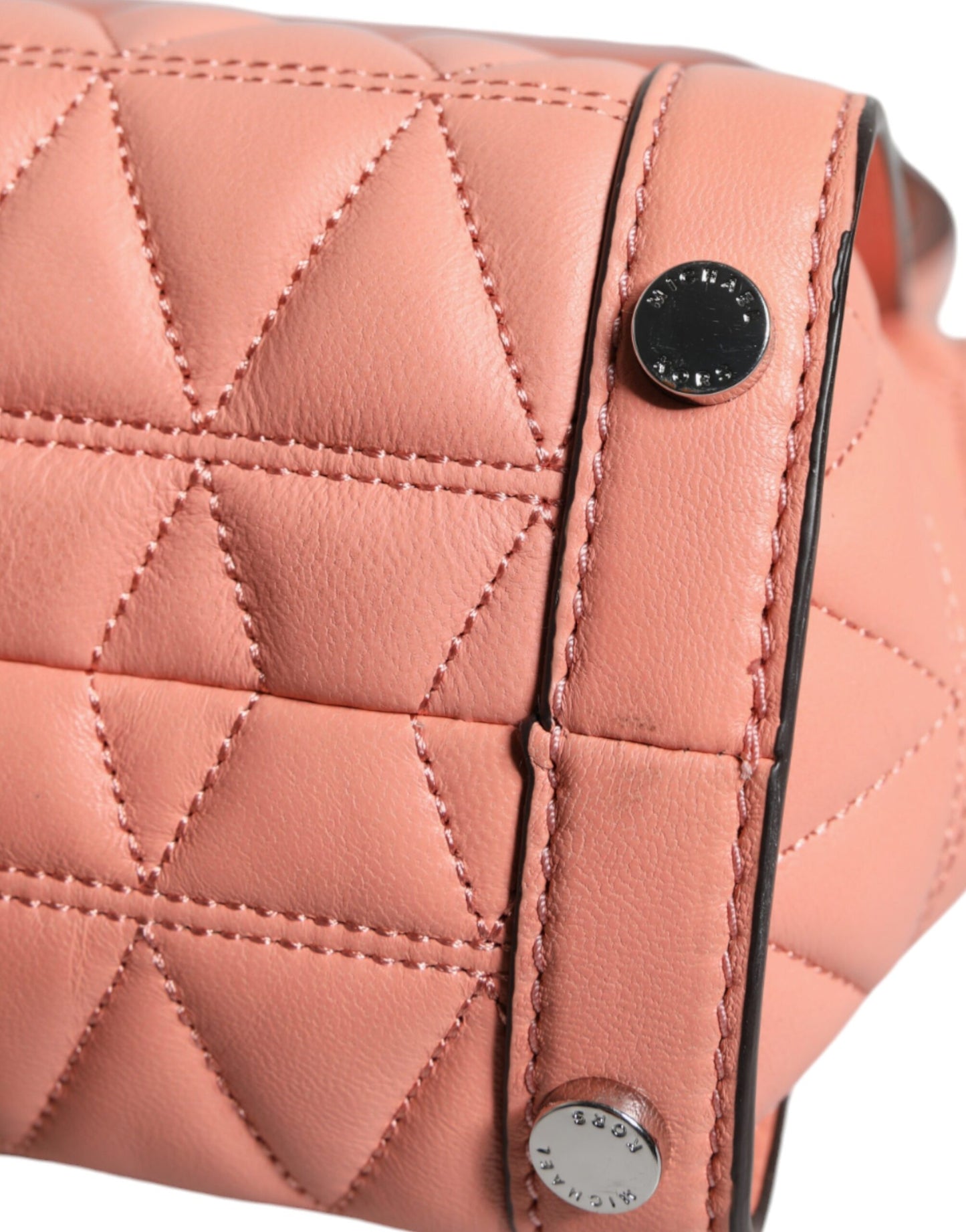 Michael Kors Peach Quilted Leather Logo Crossbody VIVIANNE Messenger Bag Michael Kors