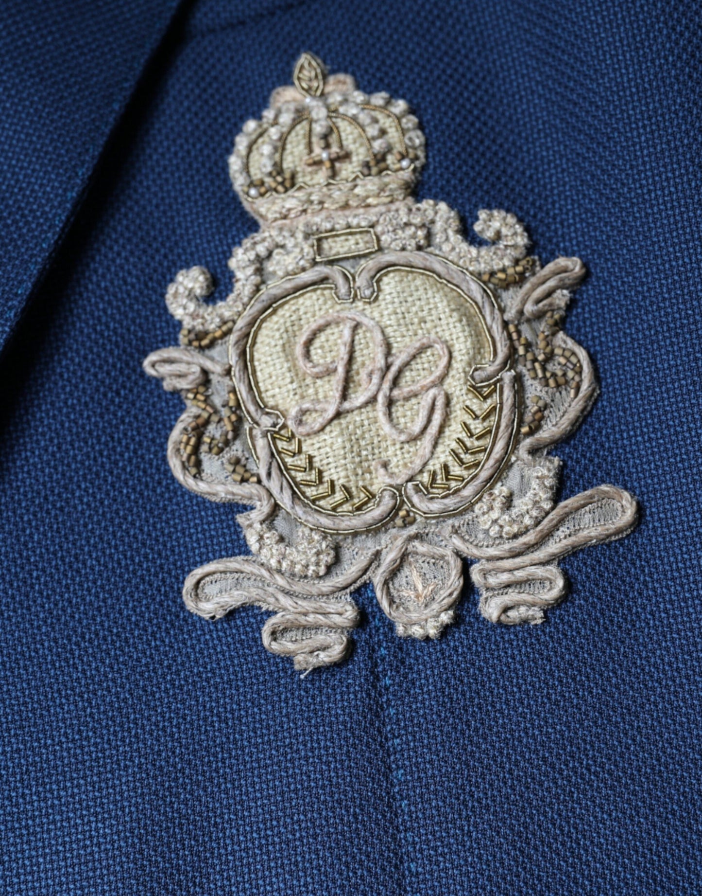 Dolce & Gabbana Blue Wool Logo Single Breasted Coat Blazer Dolce & Gabbana