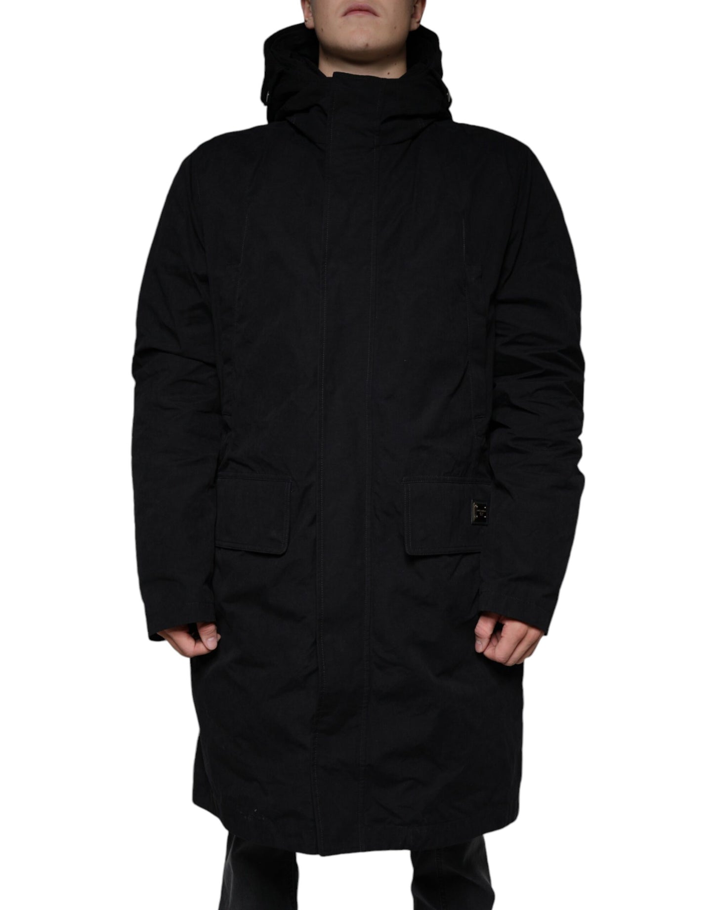 Dolce & Gabbana Black Hooded Parka Cotton Trench Coat Jacket Dolce & Gabbana