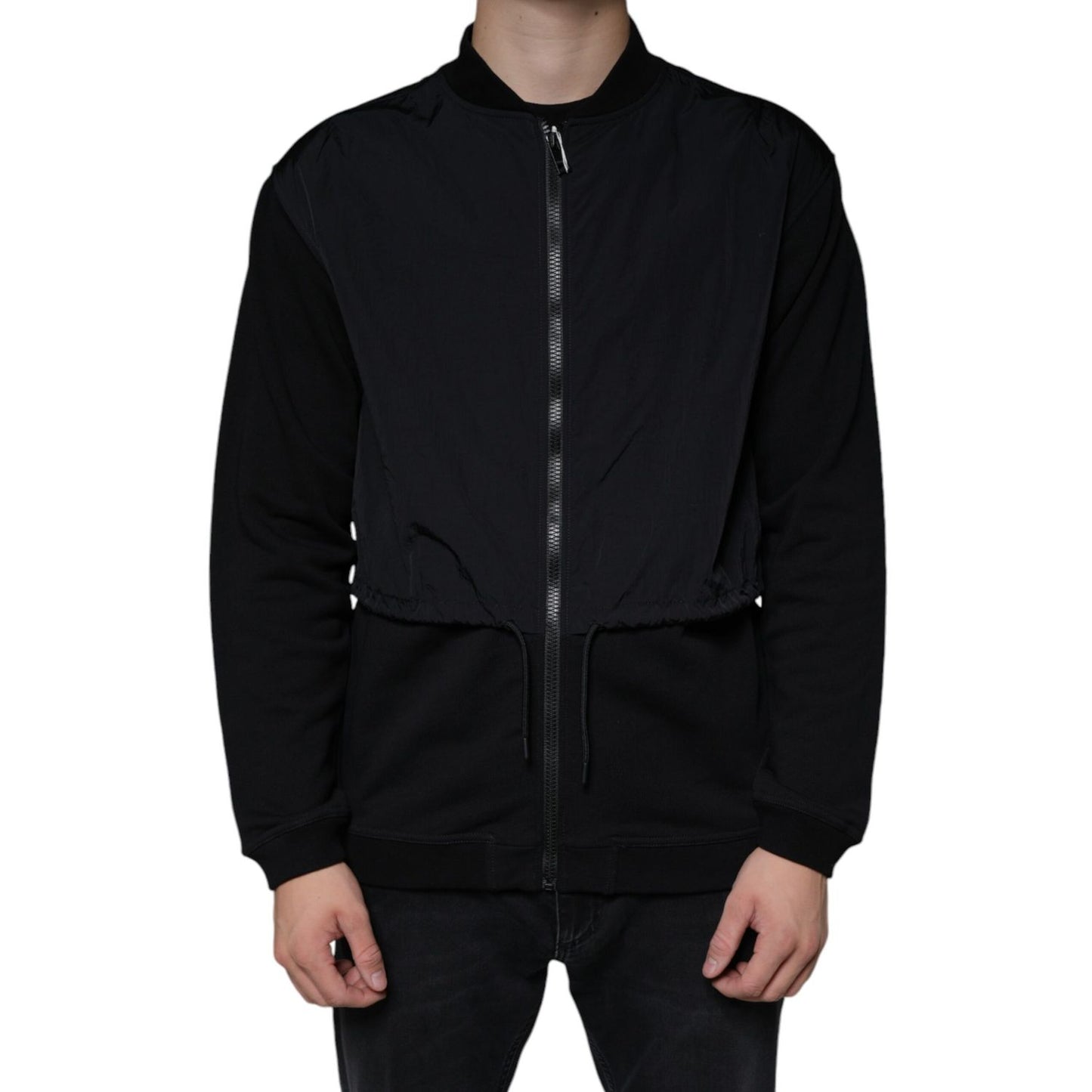 MSGM Black Cotton Full Zip Bomber Long Sleeves Jacket