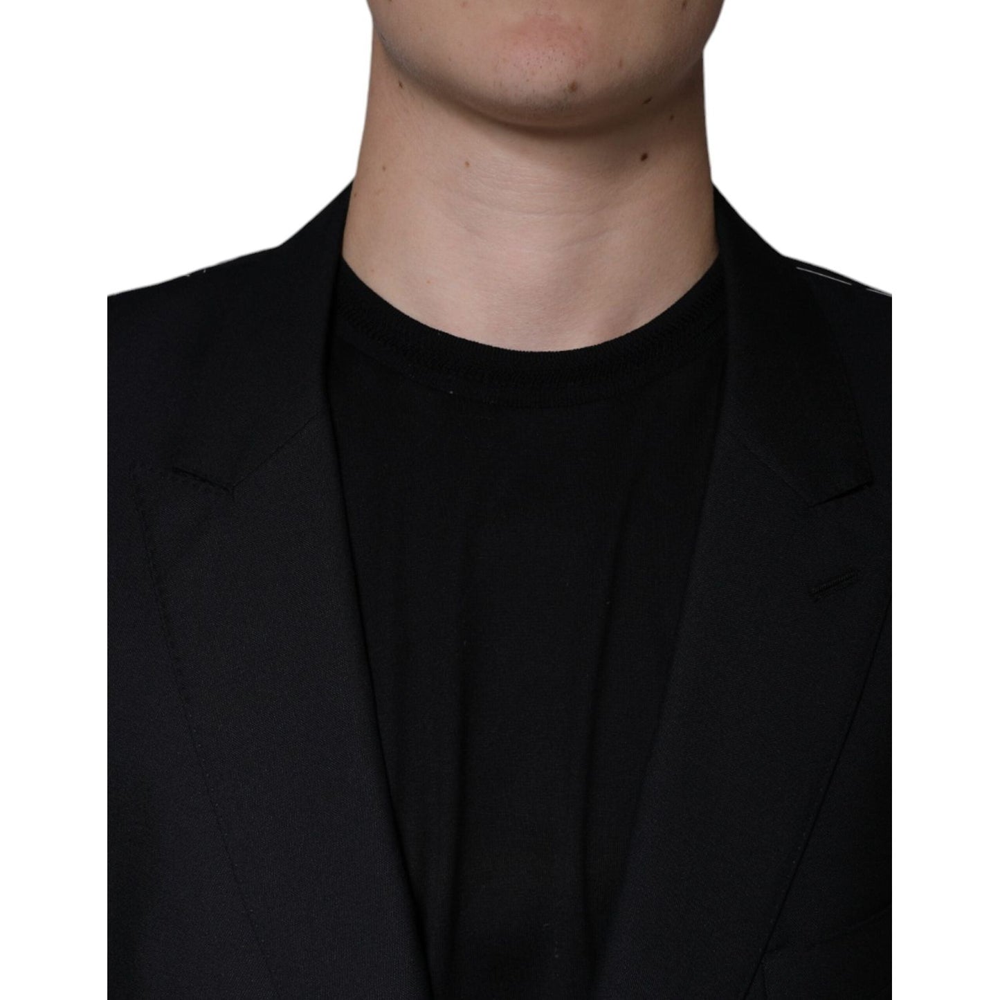 Dolce & Gabbana Black Wool Single Breasted Men Coat Blazer Dolce & Gabbana