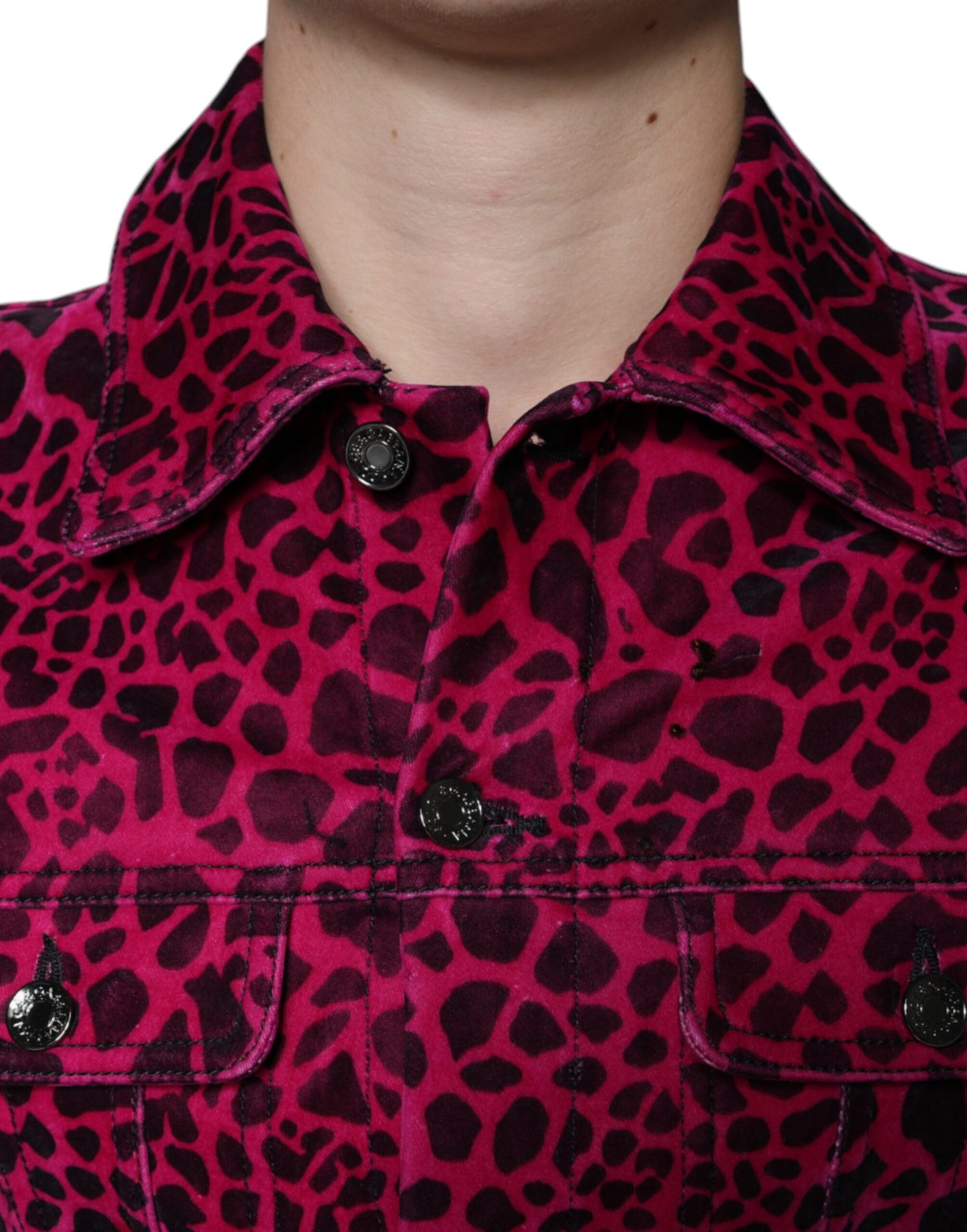 Dolce & Gabbana Fuchsia Leopard Button Down Collared Jacket Dolce & Gabbana