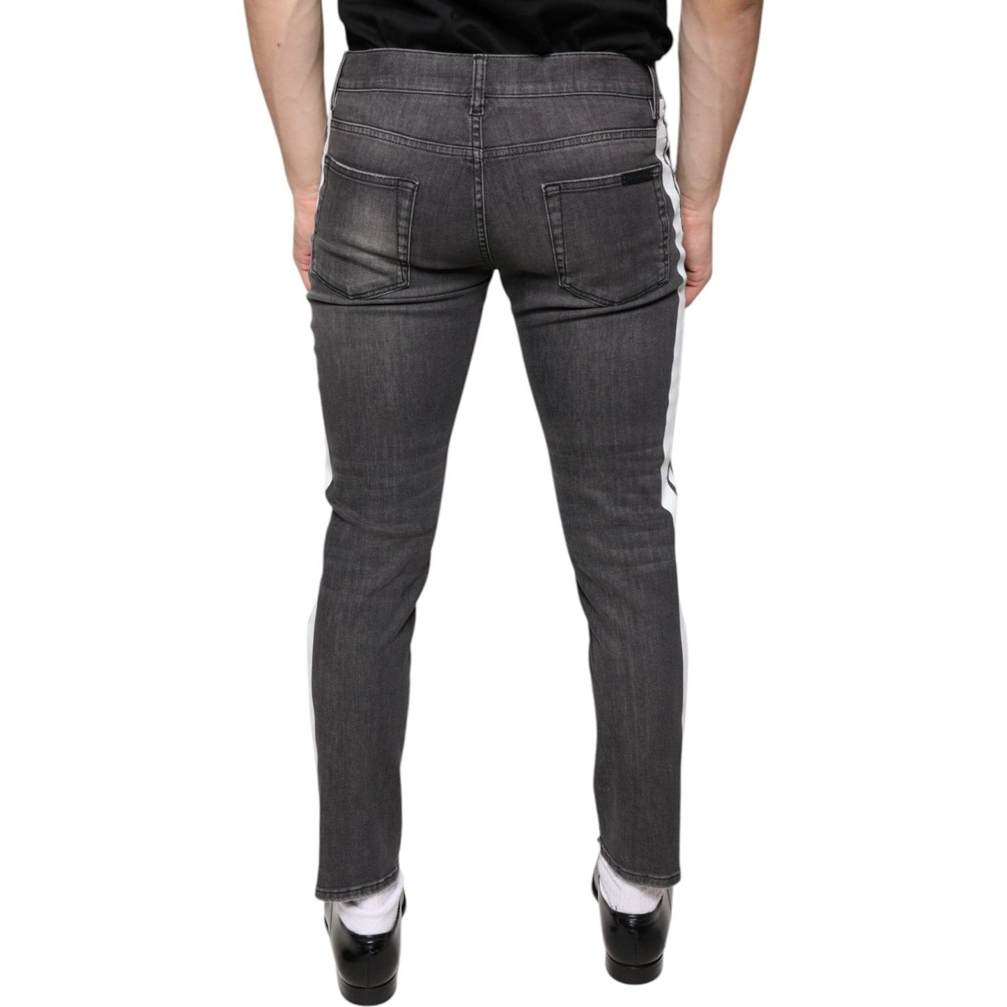 Dolce & Gabbana Black Tattered Cotton Skinny Men Denim Jeans Dolce & Gabbana