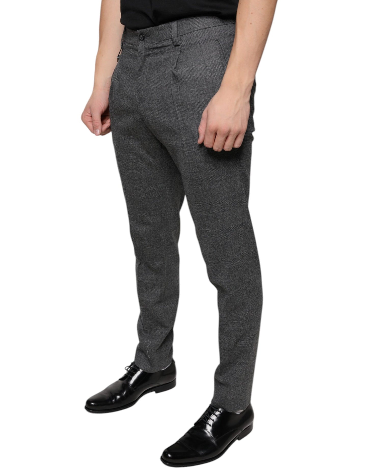 Dolce & Gabbana Gray Check Tartan Wool Skinny Pants Dolce & Gabbana