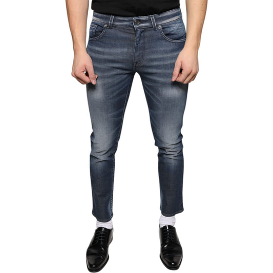 Dolce & Gabbana Dark Blue Washed Cotton Skinny Denim Jeans Dolce & Gabbana