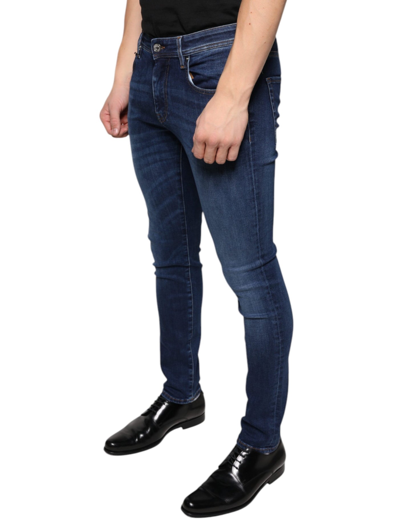 Dolce & Gabbana Dark Blue Cotton Stretch Skinny Denim Jeans Dolce & Gabbana