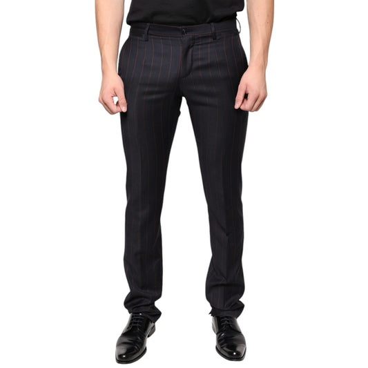 Dolce & Gabbana Black Stripes Skinny Men Dress Pants