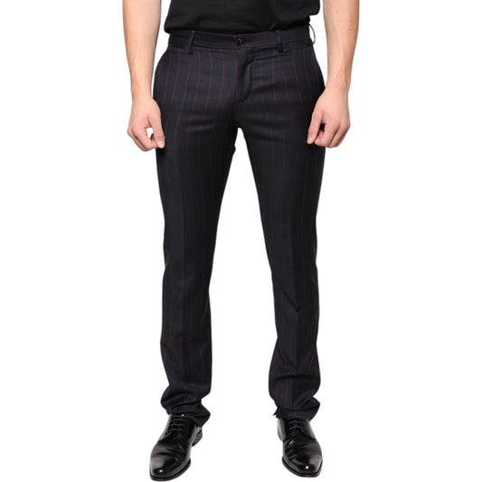 Dolce & Gabbana Black Stripes Skinny Men Dress Pants