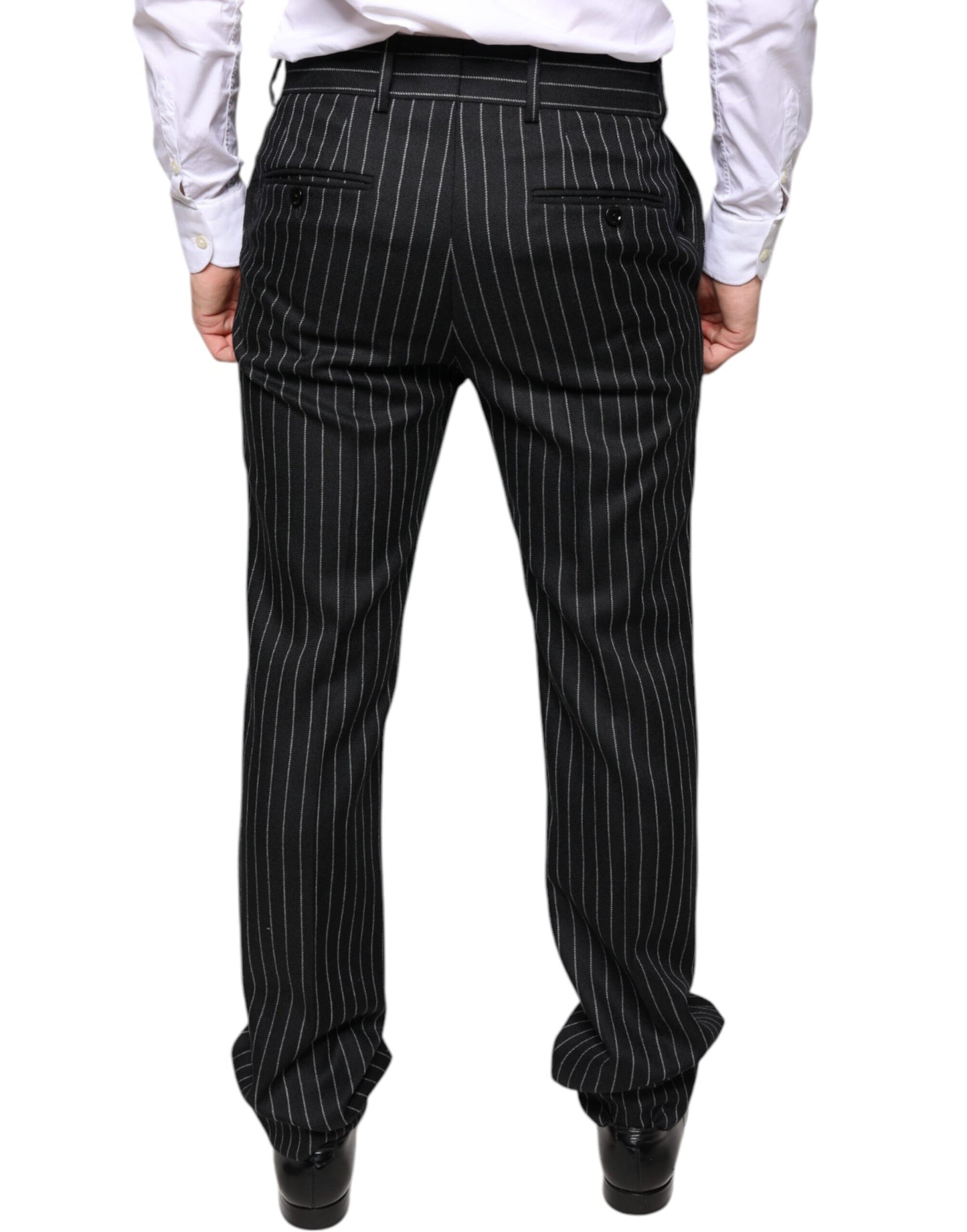 Dolce & Gabbana Black Stripes Skinny Men Dress Pants Dolce & Gabbana