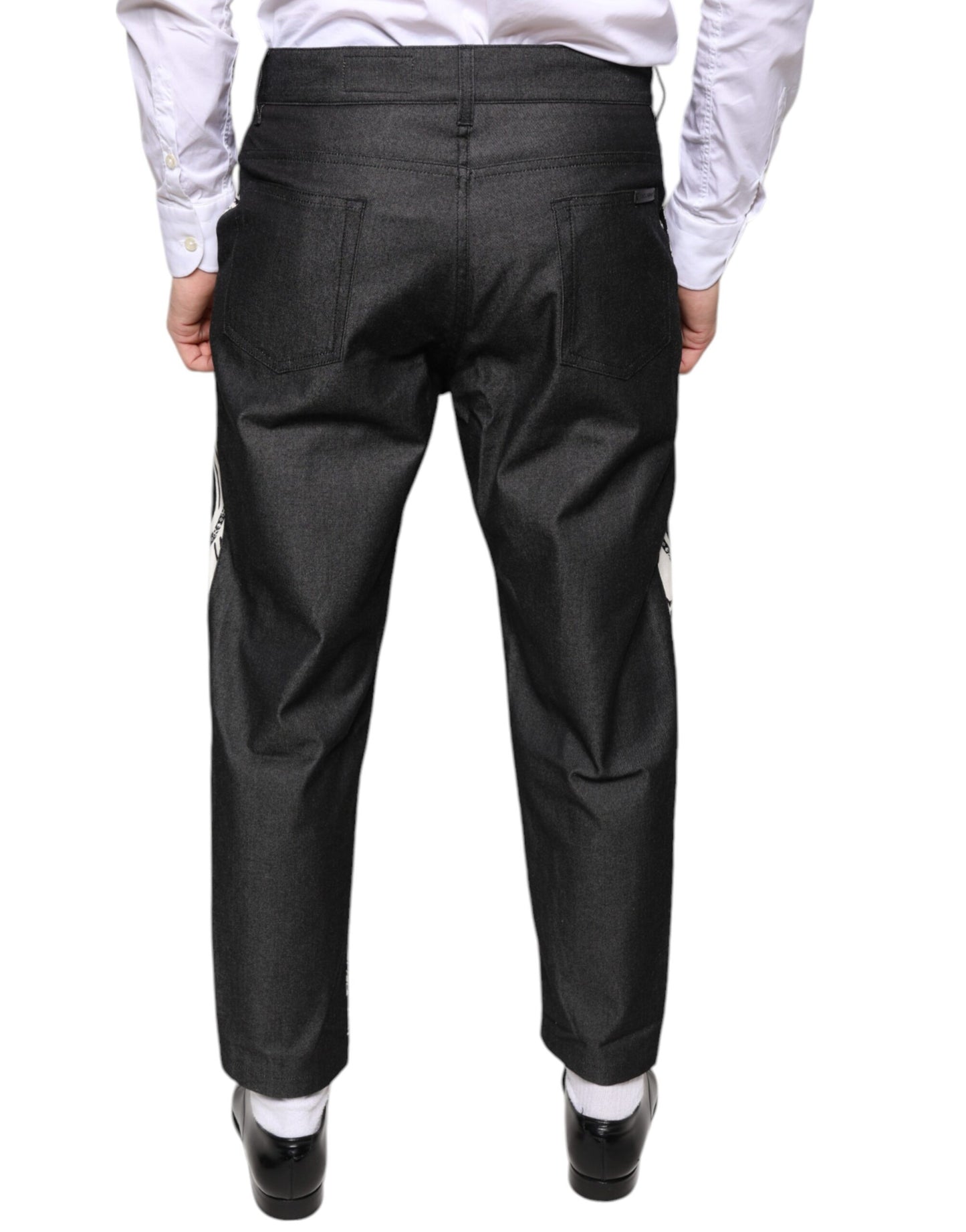 Dolce & Gabbana Black Bandana Silk Dress Pants Dolce & Gabbana