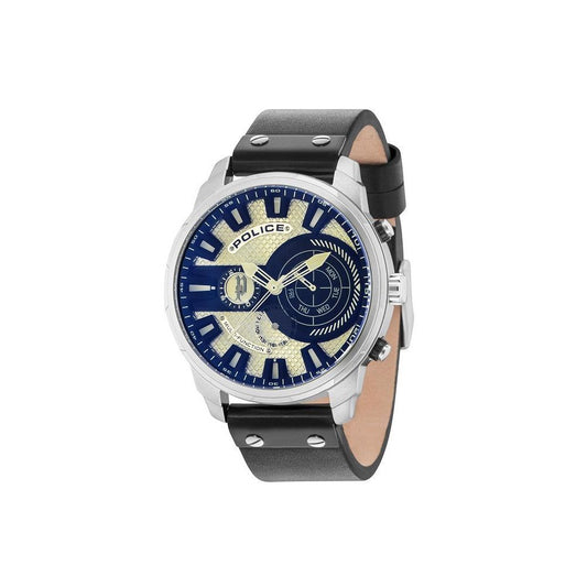 Police Black Leather Watch Police